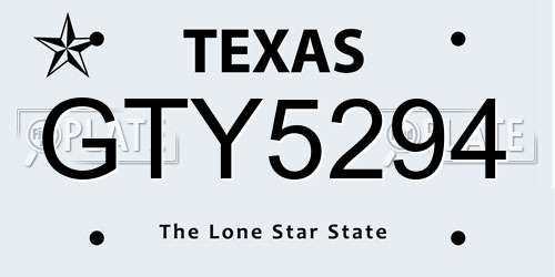 GTY5294 Texas License Plate