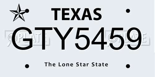 GTY5459 Texas License Plate
