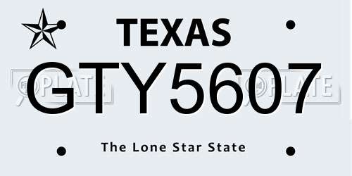 GTY5607 Texas License Plate