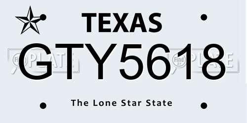 GTY5618 Texas License Plate