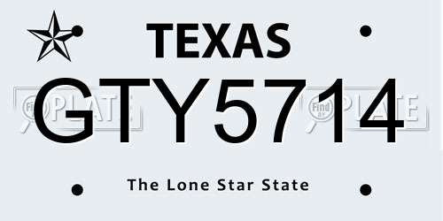 GTY5714 Texas License Plate