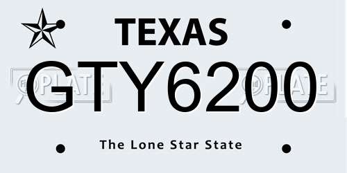 GTY6200 Texas License Plate