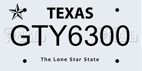 GTY6300 Texas License Plate