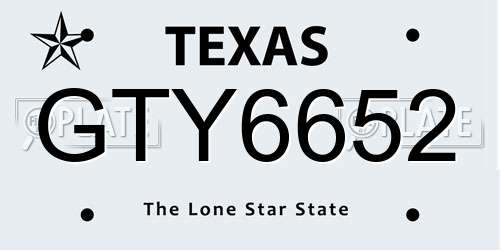 GTY6652 Texas License Plate