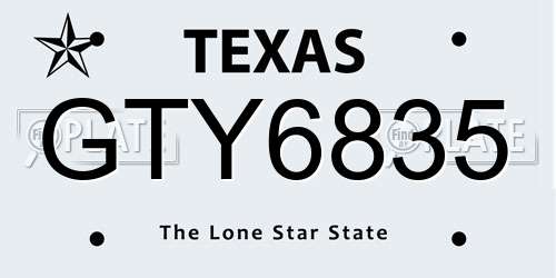 GTY6835 Texas License Plate