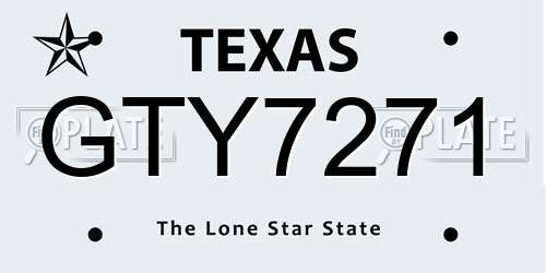 GTY7271 Texas License Plate
