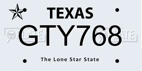 GTY768 Texas License Plate