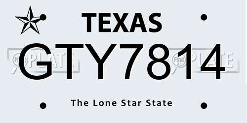 GTY7814 Texas License Plate