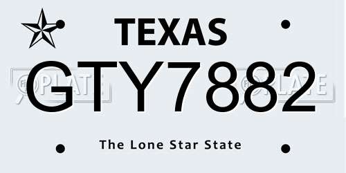 GTY7882 Texas License Plate