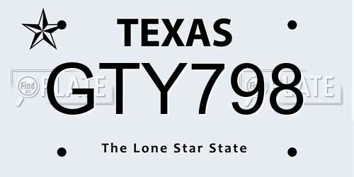GTY798 Texas License Plate