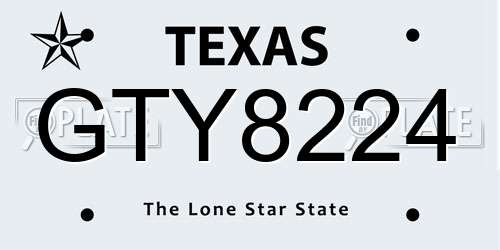 GTY8224 Texas License Plate