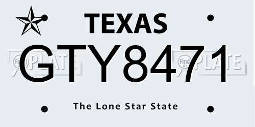 GTY8471 Texas License Plate