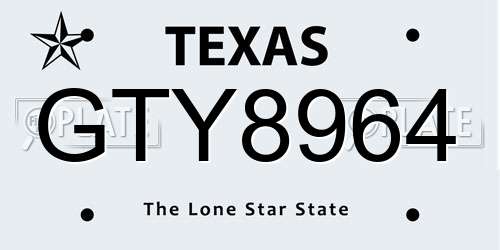 GTY8964 Texas License Plate
