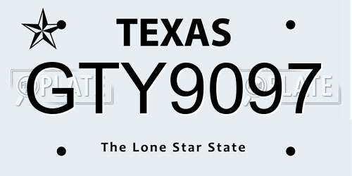 GTY9097 Texas License Plate