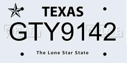 GTY9142 Texas License Plate