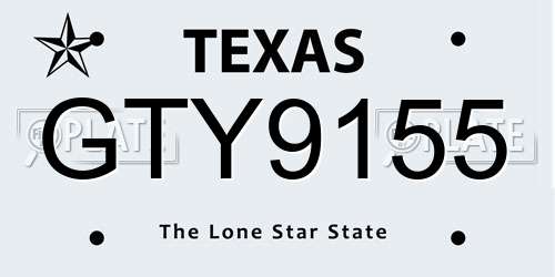 GTY9155 Texas License Plate