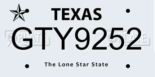GTY9252 Texas License Plate