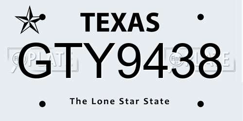 GTY9438 Texas License Plate