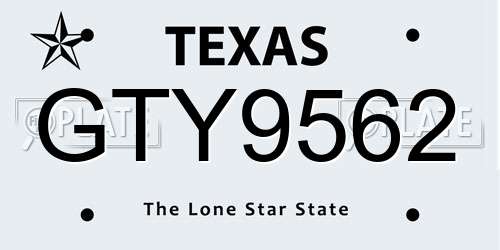 GTY9562 Texas License Plate