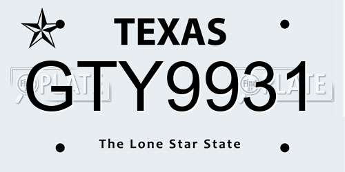 GTY9931 Texas License Plate