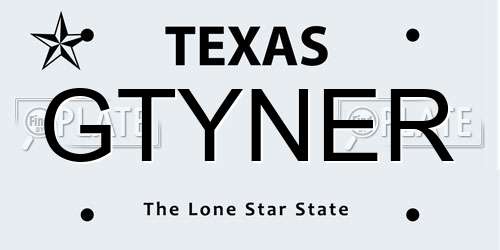 GTYNER Texas License Plate