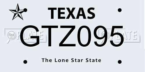 GTZ095 Texas License Plate