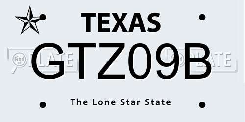 GTZ09B Texas License Plate
