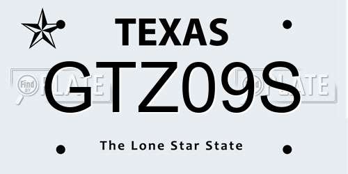 GTZ09S Texas License Plate