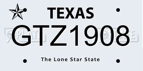 GTZ1908 Texas License Plate