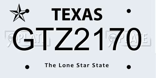 GTZ2170 Texas License Plate