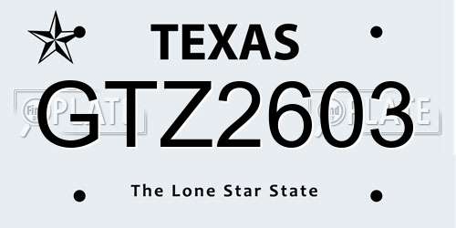 GTZ2603 Texas License Plate