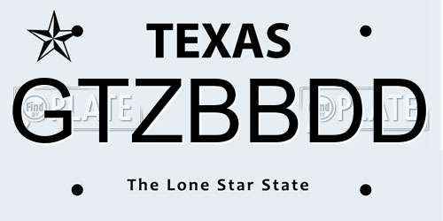 GTZBBDD Texas License Plate