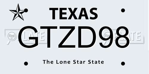 GTZD98 Texas License Plate