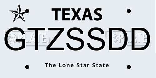 GTZSSDD Texas License Plate