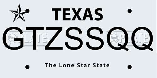 GTZSSQQ Texas License Plate