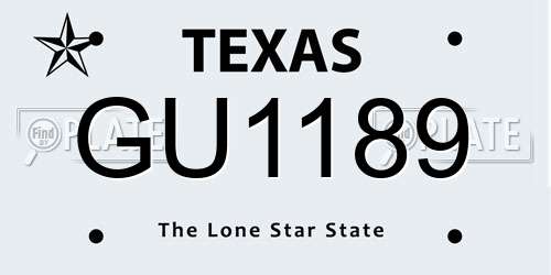 GU1189 Texas License Plate