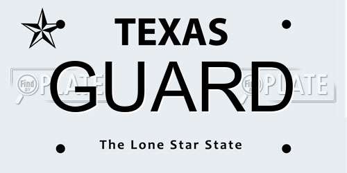 GUARD Texas License Plate