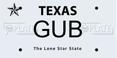 GUB Texas License Plate