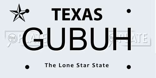 GUBUH Texas License Plate