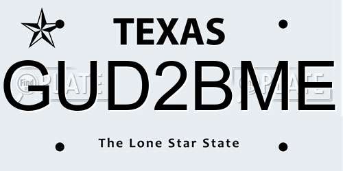GUD2BME Texas License Plate