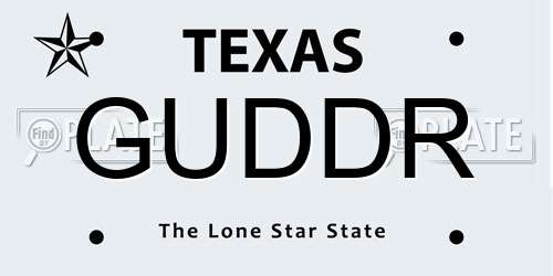 GUDDR Texas License Plate