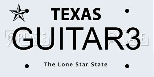 GUITAR3 Texas License Plate