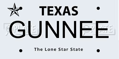 GUNNEE Texas License Plate