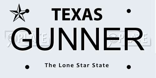 GUNNER Texas License Plate