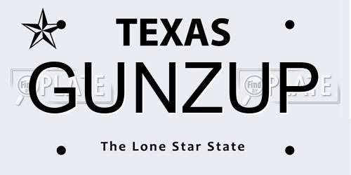 GUNZUP Texas License Plate
