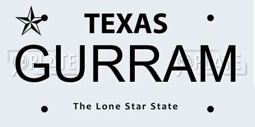 GURRAM Texas License Plate