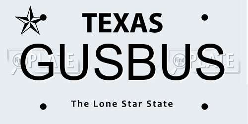 GUSBUS Texas License Plate