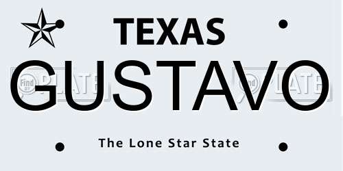 GUSTAVO Texas License Plate