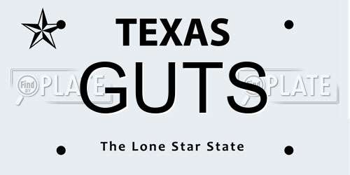 GUTS Texas License Plate