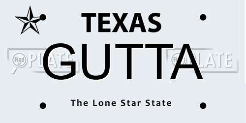 GUTTA Texas License Plate